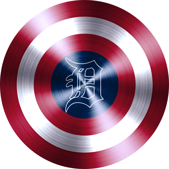 Captain American Shield With Detroit Tigers Logo vinyl decal